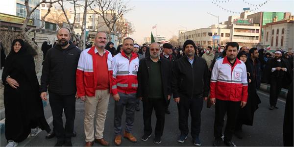 حضور باشکوه و یکپارچه کارکنان سازمان تدارکات پزشکی هلال‌احمر در راهپیمایی محکومیت اغتشاشات و حمایت از نظم و امنیت ملی