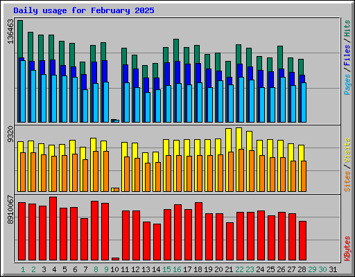 Daily usage for February 2025