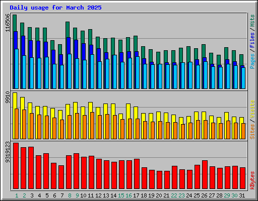 Daily usage for March 2025