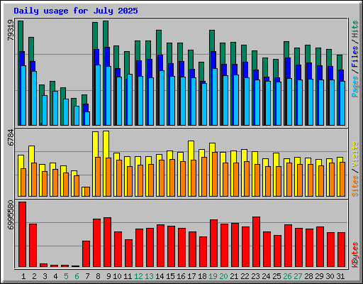 Daily usage for July 2025