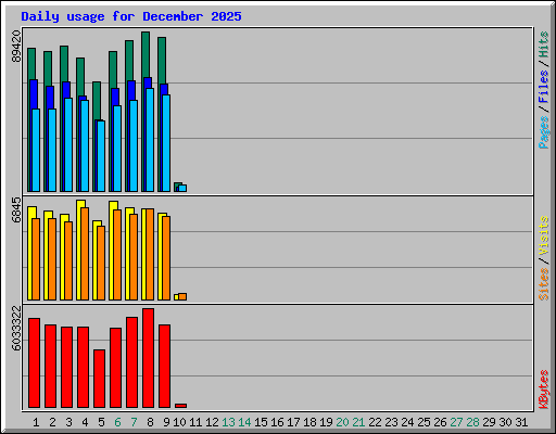 Daily usage for December 2025
